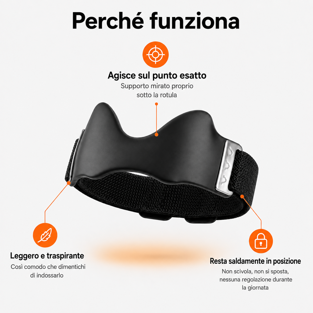 Fascia di supporto per il ginocchio di precisione