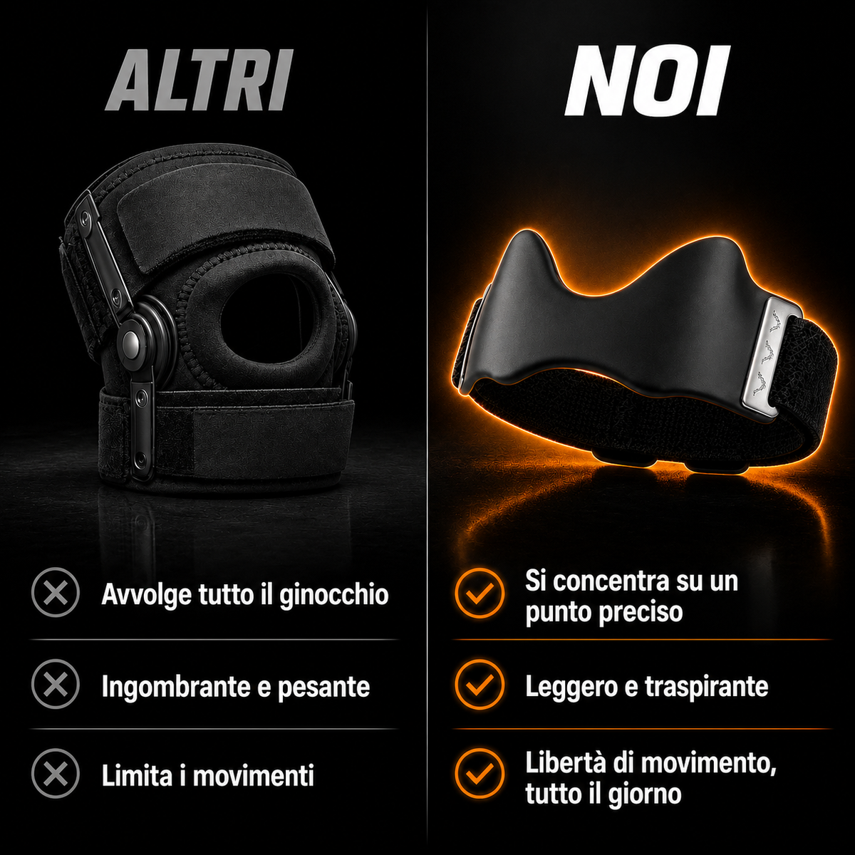 Fascia di supporto per il ginocchio di precisione